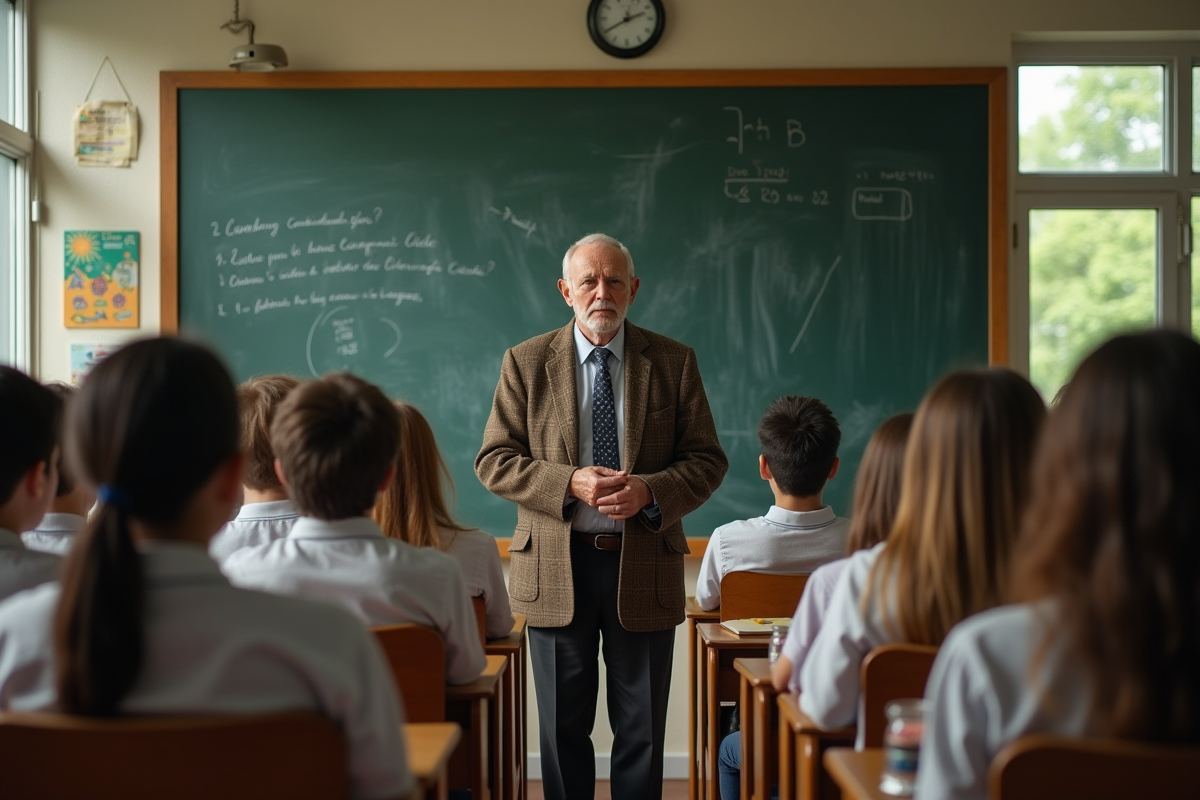 Un professeur explique un concept à des lycéens en classe